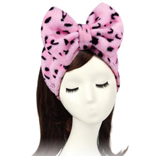 Load image into Gallery viewer, Women Fashion Lovely Soft Carol Fleece Bowknot Bow Makeup Cosmetic Shower Elastic Hair Band Hairlace Headband (Pink)
