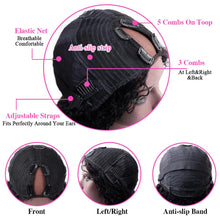 Load image into Gallery viewer, Curly V Part Wig Human Hair Brazilian Virgin Human Hair Wigs for Black Women Upgrade U Part Wig Glueless Full Head Clip in Half Wig V Shape Wig No Leave Out 180% Density Natural Color 18 Inch
