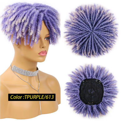 Synthetic Dreadlock Hair Topper Clip in Braided Half Wigs Locs Braided Wig Soft Short Wig Dreads for Men Women