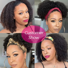 Load image into Gallery viewer, Headband Hair Woman Afro Kinky Curly Wig 200% High Denisty Brazilian Remy Hair Fast-Installing Full Machina Natural
