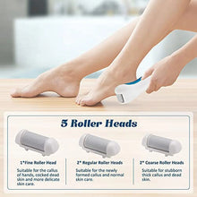 Load image into Gallery viewer, Callus Remover for Feet, Electric Foot File Rechargeable Foot Scrubber Pedicure Tools for Feet Electronic Callus Shaver Waterproof Pedicure Kit for Cracked Heels and Dead Skin with 5 Roller Heads
