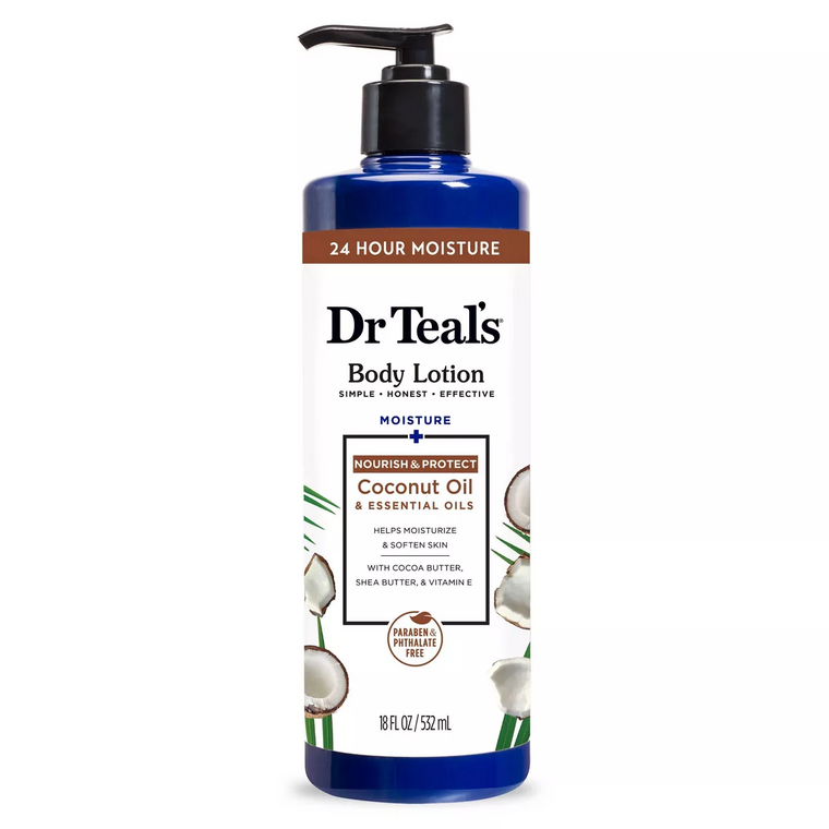 Dr Teal's Moisture + Nourishing Coconut Oil Body Lotion, 18 Fl Oz