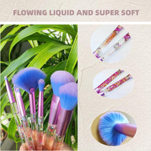 Load image into Gallery viewer, Unicorn Fan Makeup Brush Set,Crystal Sparkles Blue Blush Powder Fan Lip Eye Shadow Eyebrow Eye Blender Brush in Set
