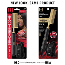 Load image into Gallery viewer, Hot &amp; Hotter Electric Straightening Comb Medium Double Sided Teeth, 1 Count, Black &amp; Gold
