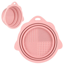 Load image into Gallery viewer, Foldable Silicone Makeup Brush Cleaner Bowl -  Portable Cleaning Tool for Brushes, Powder Puffs, and Sponges (Pink)
