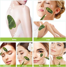 Load image into Gallery viewer, Jade Roller &amp; Gua Sha Set 5 in 1 Facial Massager Tools - Jade Gua Sha Facial Massager Set with Roller for Face Sculpting &amp; Skin Care | Jade Gua Sha Facial Massager Set with Roller for Face Sculpting &amp; Skin Care
