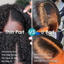 Load image into Gallery viewer, Curly V Part Wig Human Hair Brazilian Virgin Human Hair Wigs for Black Women Upgrade U Part Wig Glueless Full Head Clip in Half Wig V Shape Wig No Leave Out 180% Density Natural Color 26 Inch
