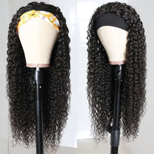 Load image into Gallery viewer, 22Inch Kinky Curly Headband Wig Human Hair Headband Wigs for Black Women Brazilain Remy Human Hair Curly Headband Wig Glueless None Lace Front Wigs 150% Density Half Wig
