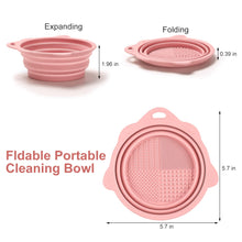Load image into Gallery viewer, Foldable Silicone Makeup Brush Cleaner Bowl -  Portable Cleaning Tool for Brushes, Powder Puffs, and Sponges (Pink)
