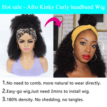 Load image into Gallery viewer, Headband Hair Woman Afro Kinky Curly Wig 200% High Denisty Brazilian Remy Hair Fast-Installing Full Machina Natural
