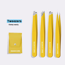Load image into Gallery viewer, Stainless Steel Slanted Eyebrow Tweezers - 4Pcs

