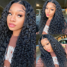 Load image into Gallery viewer, Curly V Part Wig Human Hair Brazilian Virgin Human Hair Wigs for Black Women Upgrade U Part Wig Glueless Full Head Clip in Half Wig V Shape Wig No Leave Out 180% Density Natural Color 24 Inch
