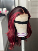 Load image into Gallery viewer, 4 By 4 Loose Wavy Closure Wig (100% Human Hair) 18 Inches Wine Color
