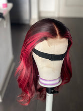 Load image into Gallery viewer, 4 By 4 Loose Wavy Closure Wig (100% Human Hair) 18 Inches Wine Color
