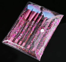 Load image into Gallery viewer, Unicorn Fan Makeup Brush Set,Crystal Sparkles Blue Blush Powder Fan Lip Eye Shadow Eyebrow Eye Blender Brush in Set
