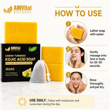Load image into Gallery viewer, AMVital Lemon Turmeric Kojic Acid Soap Bar

