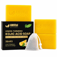Load image into Gallery viewer, AMVital Lemon Turmeric Kojic Acid Soap Bar
