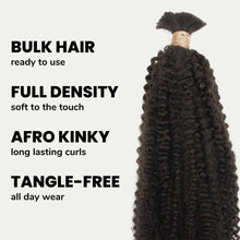 Load image into Gallery viewer, 100% Human Bulk Braiding Hair - Afro Kinky

