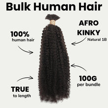 Load image into Gallery viewer, 100% Human Bulk Braiding Hair - Afro Kinky
