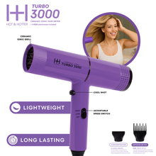 Load image into Gallery viewer, Hot &amp; Hotter Ceramic Turbo 3000 Hair Dryer, Purple
