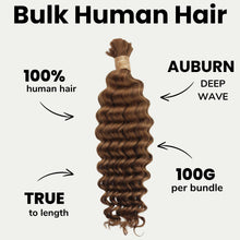 Load image into Gallery viewer, Auburn Deep Wave Bulk 100% Human Braiding Hair
