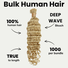 Load image into Gallery viewer, Blonde Deep Wave Bulk 100% Human Braiding Hair
