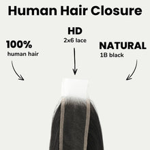 Load image into Gallery viewer, Brazilian Silky Straight 2x6 HD Lace Human Hair Closure

