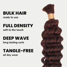 Load image into Gallery viewer, Burgundy Deep Wave Color 99J Bulk 100% Human Braiding Hair
