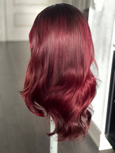 Load image into Gallery viewer, 4 By 4 Loose Wavy Closure Wig (100% Human Hair) 18 Inches Wine Color
