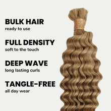 Load image into Gallery viewer, 100% Human Bulk Braiding Hair - Honey Blonde Deep Wave, 27
