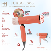 Load image into Gallery viewer, Hot &amp; Hotter Ceramic Turbo 4000 Foldable Hair Dryer, 1 Count, Orange
