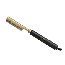 Load image into Gallery viewer, Hot &amp; Hotter Electric Straightening Comb Medium Teeth Small, 1 Count, Black &amp; Gold
