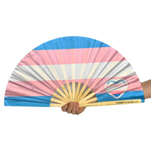 Load image into Gallery viewer, Trans Pride Flag Hand Fan
