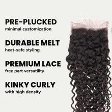 Load image into Gallery viewer, Kinky Curly 4x4 Transparent Lace Human Hair Closure
