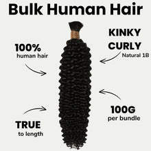 Load image into Gallery viewer, 100% Human Bulk Braiding Hair - Kinky Curly
