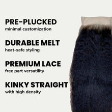 Load image into Gallery viewer, Kinky Straight 4x4 Transparent Lace Human Hair Closure
