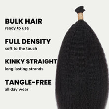 Load image into Gallery viewer, Kinky Straight Bulk 100% Human Braiding Hair
