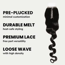 Load image into Gallery viewer, Loose Wave 2x6 Transparent Lace Human Hair Closure

