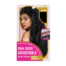 Load image into Gallery viewer, Ms. Remi Dual-Sided Adjustable Satin Braid Bonnet, 1 Count, Black
