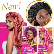 Load image into Gallery viewer, Ms. Remi Dual-Sided Adjustable Satin Braid Bonnet, 1 Count, Black
