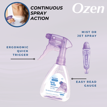 Load image into Gallery viewer, Ozen Dual Action Continuous Spray Bottle 14oz, 1 Count, Lavender Transparent

