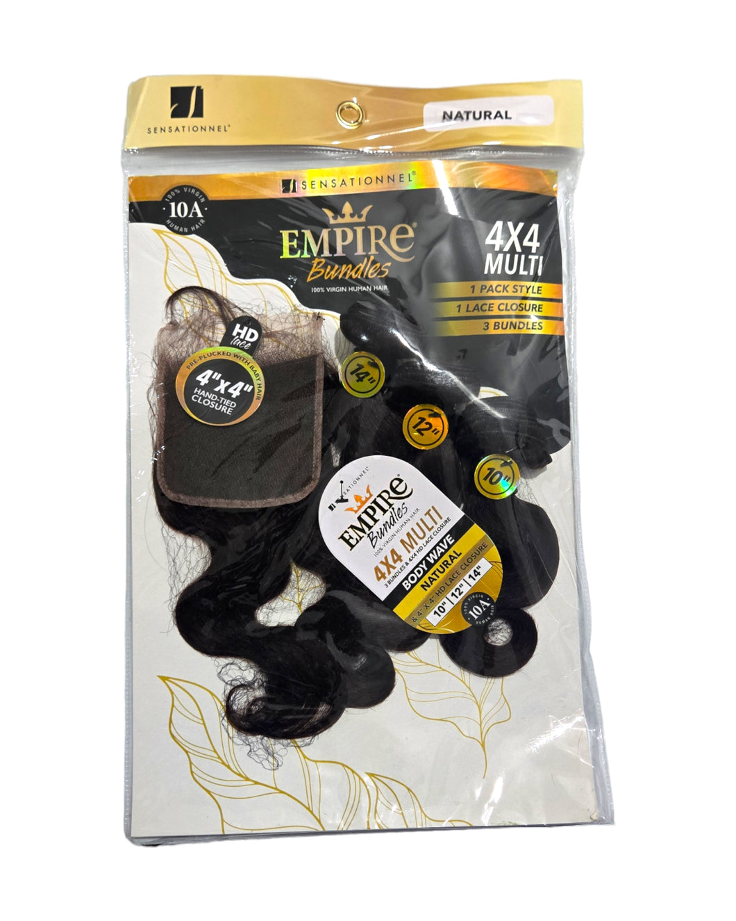 Empire 4pc Multi Bundles w/ 4x4 Closure - Deep Natural, 10