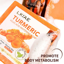 Load image into Gallery viewer, Turmeric Soap Bar for Face and Body, Brightening Cleansing Soap with Kojic Acid
