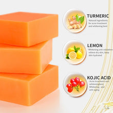 Load image into Gallery viewer, Turmeric Soap Bar for Face and Body, Brightening Cleansing Soap with Kojic Acid
