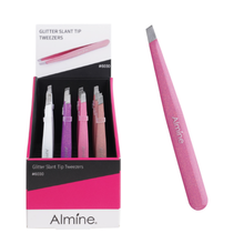Load image into Gallery viewer, Almine Glitter Slant Tip Tweezers 24ct Display Set
