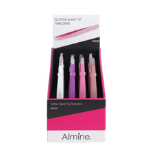 Load image into Gallery viewer, Almine Glitter Slant Tip Tweezers 24ct Display Set
