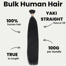 Load image into Gallery viewer, 100% Human Bulk Braiding Hair - Yaki Straight
