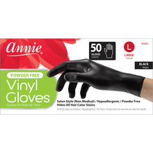Load image into Gallery viewer, Annie Black Powder Free Vinyl Gloves 50ct
