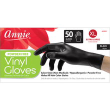 Load image into Gallery viewer, Annie Black Powder Free Vinyl Gloves 50ct

