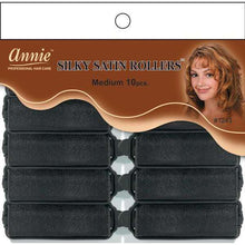 Load image into Gallery viewer, Annie Silky Satin Hair Rollers Medium, 10 Count, Black

